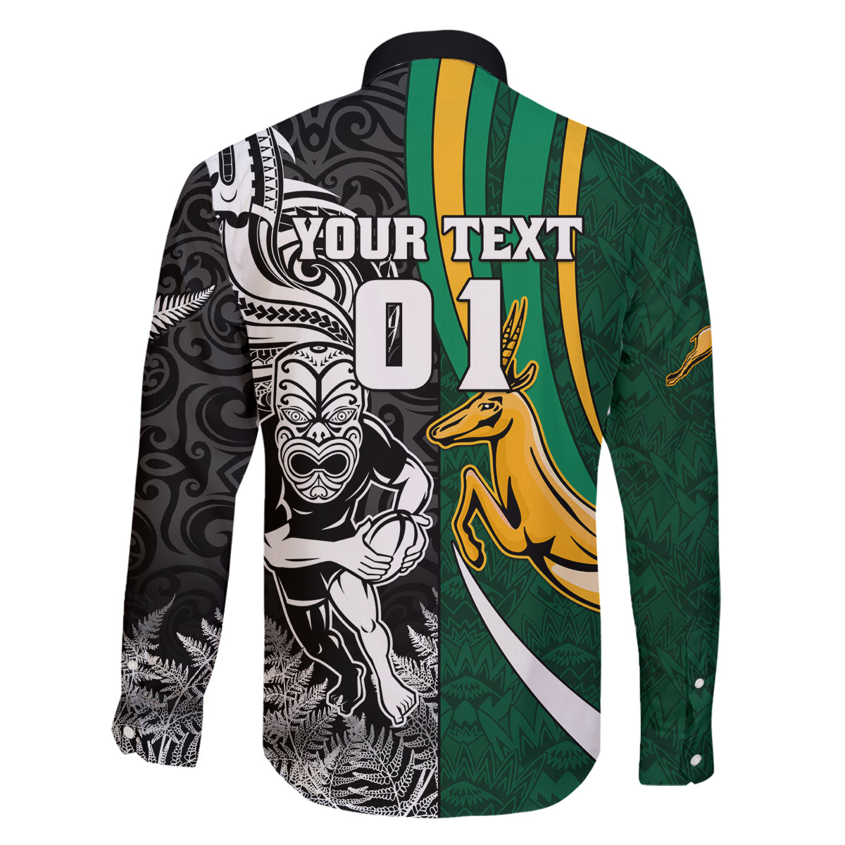 Custom New Zealand and South Africa Rugby Family Matching Off Shoulder Long Sleeve Dress and Hawaiian Shirt Silver Fern Protea Pattern World Cup 2023 LT01 - Polynesian Pride