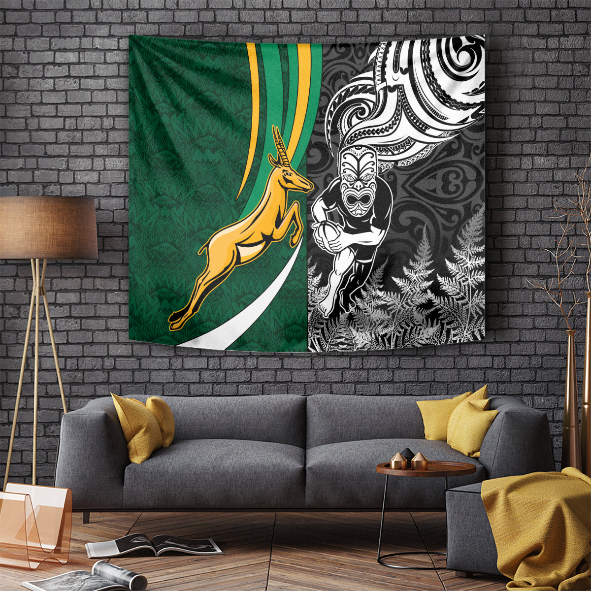 New Zealand and South Africa Rugby Tapestry Silver Fern Protea Pattern World Cup 2023 LT01 Art - Polynesian Pride