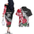 Custom New Zealand and England Rugby Couples Matching Off The Shoulder Long Sleeve Dress and Hawaiian Shirt Silver Fern With Red Rose World Cup 2023 LT01 - Polynesian Pride