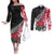 Custom New Zealand and England Rugby Couples Matching Off The Shoulder Long Sleeve Dress and Long Sleeve Button Shirt Silver Fern With Red Rose World Cup 2023 LT01 Art - Polynesian Pride