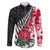 Custom New Zealand and England Rugby Family Matching Long Sleeve Bodycon Dress and Hawaiian Shirt Silver Fern With Red Rose World Cup 2023 LT01 Dad's Shirt - Long Sleeve Art - Polynesian Pride