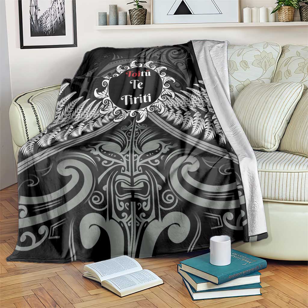 Toitu Te Tiriti Aotearoa Silver Fern Blanket New Zealand Maori Pattern LT01 Black - Polynesian Pride