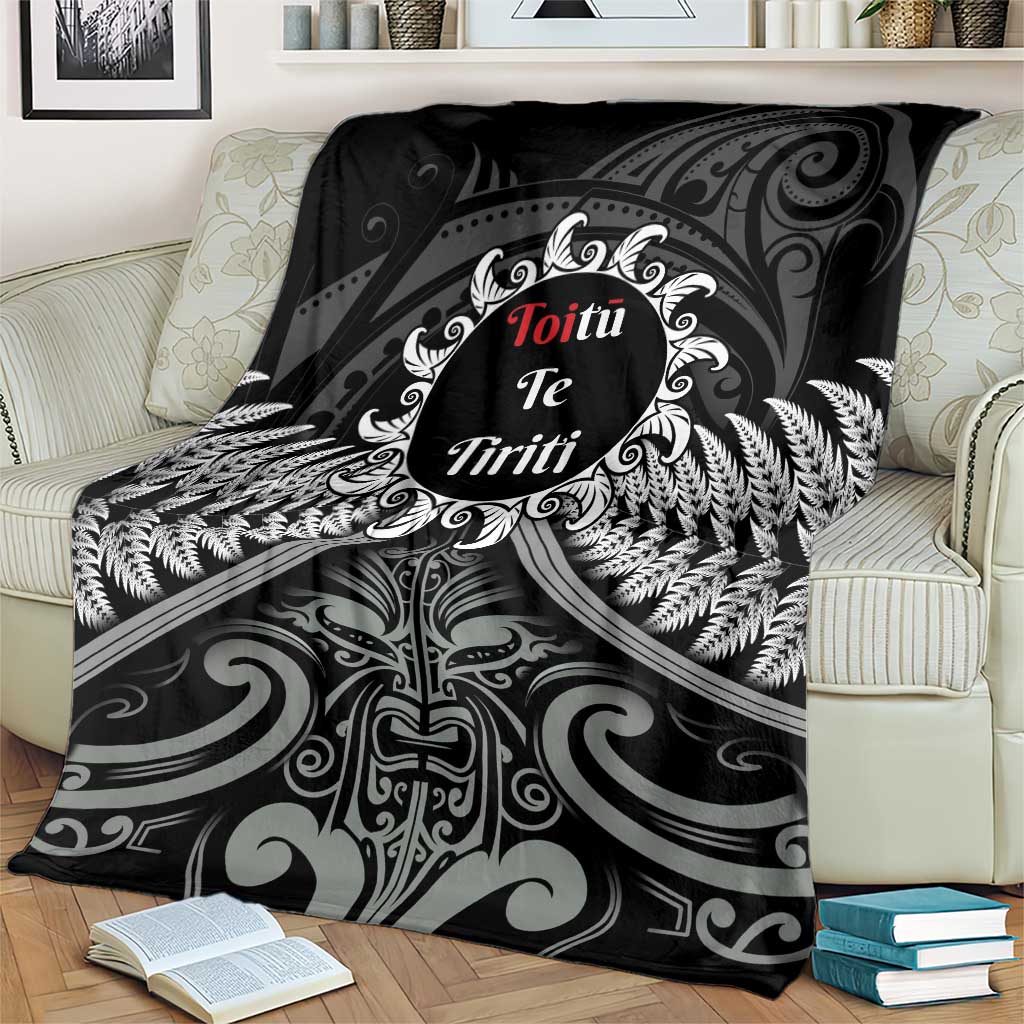 Toitu Te Tiriti Aotearoa Silver Fern Blanket New Zealand Maori Pattern LT01 - Polynesian Pride