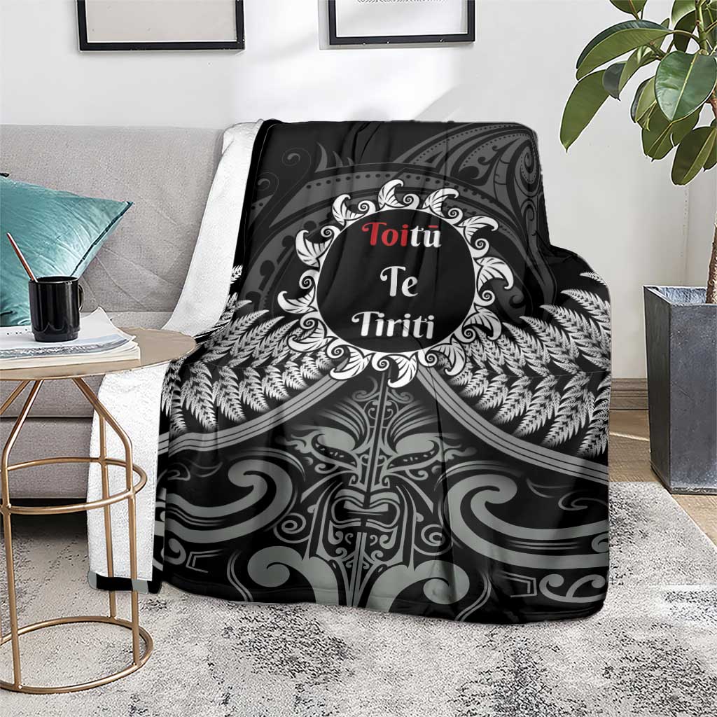 Toitu Te Tiriti Aotearoa Silver Fern Blanket New Zealand Maori Pattern LT01 - Polynesian Pride