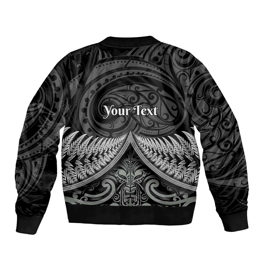 Personalised Toitu Te Tiriti Aotearoa Silver Fern Bomber Jacket New Zealand Maori Pattern
