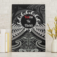 Toitu Te Tiriti Aotearoa Silver Fern Canvas Wall Art New Zealand Maori Pattern LT01 Without Frame Black - Polynesian Pride