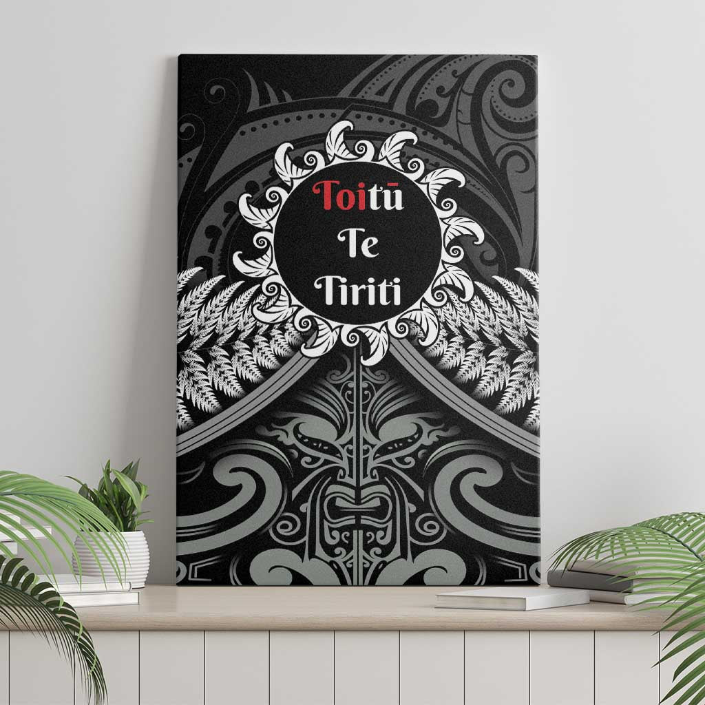 Toitu Te Tiriti Aotearoa Silver Fern Canvas Wall Art New Zealand Maori Pattern LT01 - Polynesian Pride