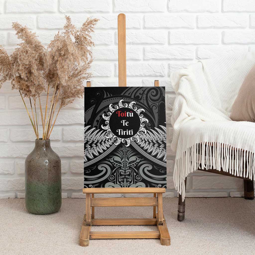 Toitu Te Tiriti Aotearoa Silver Fern Canvas Wall Art New Zealand Maori Pattern LT01 - Polynesian Pride