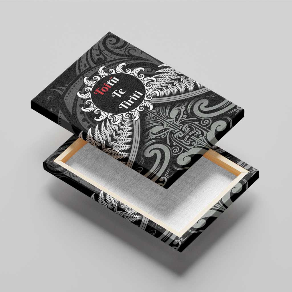 Toitu Te Tiriti Aotearoa Silver Fern Canvas Wall Art New Zealand Maori Pattern LT01 - Polynesian Pride