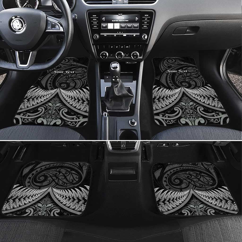 Toitu Te Tiriti Aotearoa Silver Fern Car Mats New Zealand Maori Pattern LT01 Set 4pcs Black - Polynesian Pride