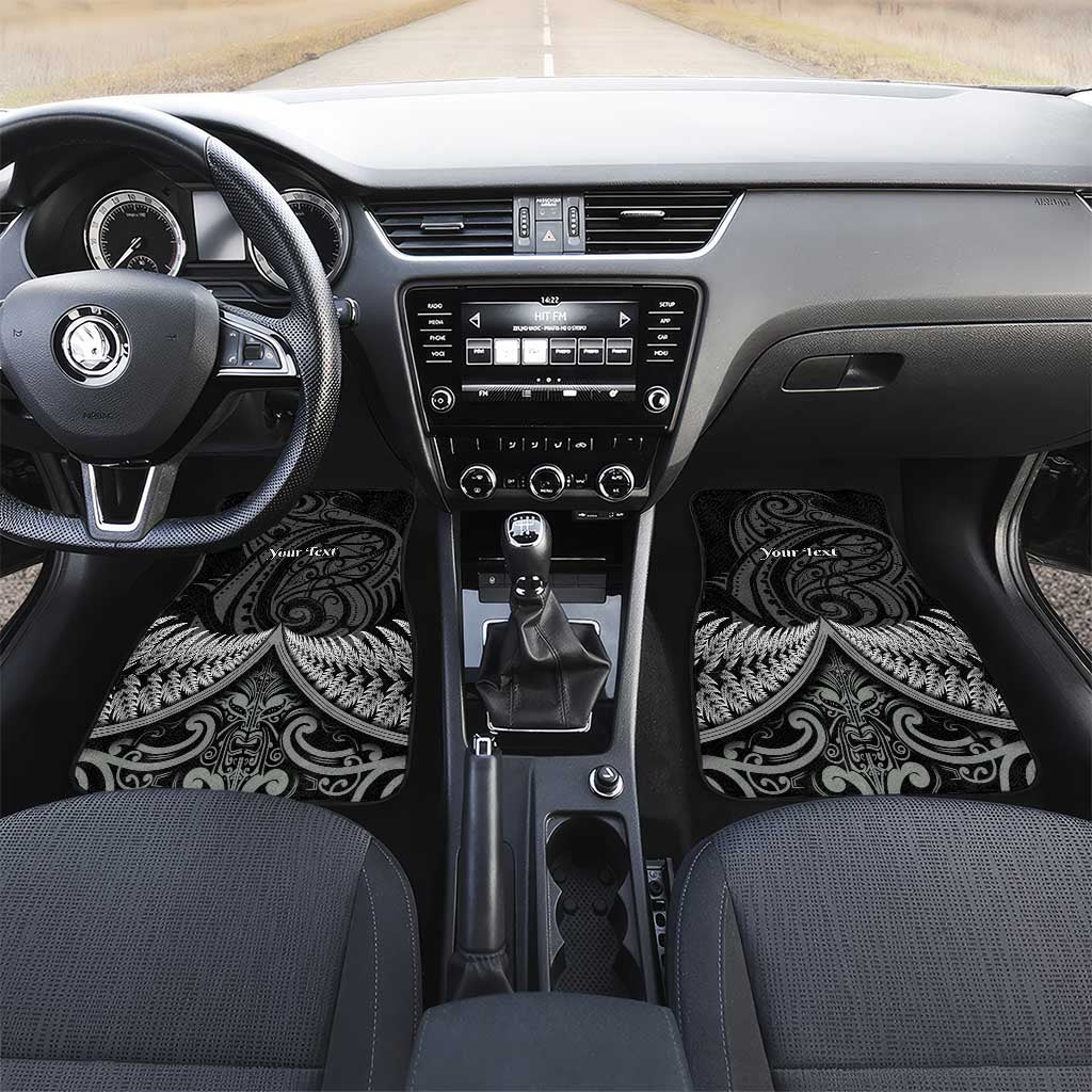 Toitu Te Tiriti Aotearoa Silver Fern Car Mats New Zealand Maori Pattern LT01 Set 2pcs - Front Black - Polynesian Pride