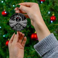 Toitu Te Tiriti Aotearoa Silver Fern Ceramic Ornament Maori Pattern LT01 - Polynesian Pride