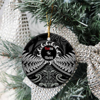 Toitu Te Tiriti Aotearoa Silver Fern Ceramic Ornament Maori Pattern LT01 - Polynesian Pride