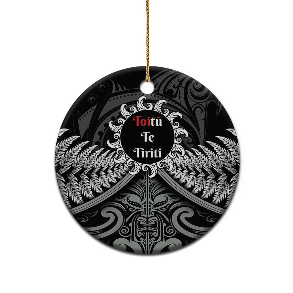 Toitu Te Tiriti Aotearoa Silver Fern Ceramic Ornament Maori Pattern LT01 - Polynesian Pride