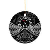 Toitu Te Tiriti Aotearoa Silver Fern Ceramic Ornament Maori Pattern LT01 - Polynesian Pride