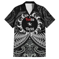 Personalised Toitu Te Tiriti Aotearoa Silver Fern Family Matching Off The Shoulder Long Sleeve Dress and Hawaiian Shirt New Zealand Maori Pattern