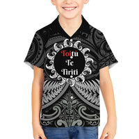 Personalised Toitu Te Tiriti Aotearoa Silver Fern Family Matching Short Sleeve Bodycon Dress and Hawaiian Shirt New Zealand Maori Pattern