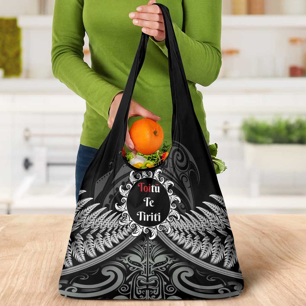 Toitu Te Tiriti Aotearoa Silver Fern Grocery Bag New Zealand Maori Pattern LT01 - Polynesian Pride