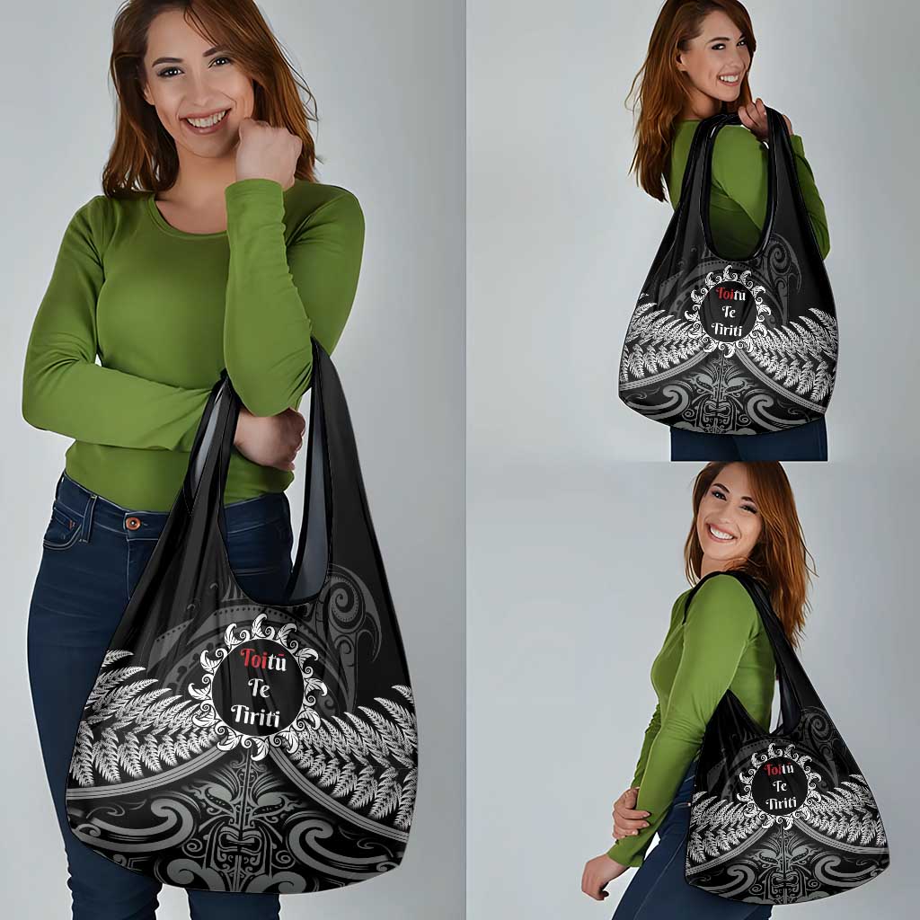Toitu Te Tiriti Aotearoa Silver Fern Grocery Bag New Zealand Maori Pattern LT01 - Polynesian Pride