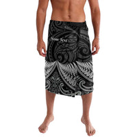 Personalised Toitu Te Tiriti Aotearoa Silver Fern Lavalava New Zealand Maori Pattern LT01 Black - Polynesian Pride