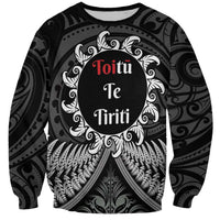 Personalised Toitu Te Tiriti Aotearoa Silver Fern Sweatshirt New Zealand Maori Pattern LT01 Unisex Black - Polynesian Pride