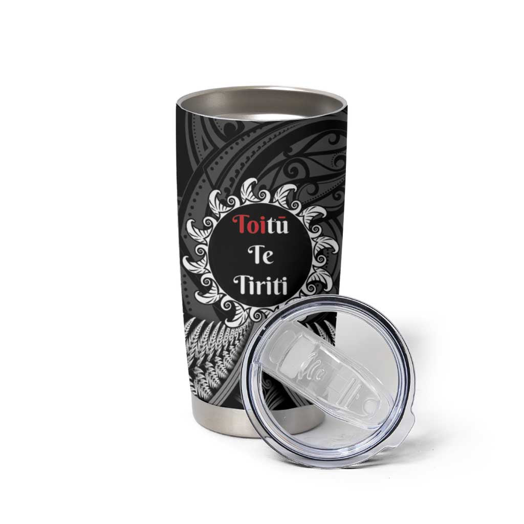 Toitu Te Tiriti Aotearoa Silver Fern Tumbler Cup Maori Pattern LT01 - Polynesian Pride