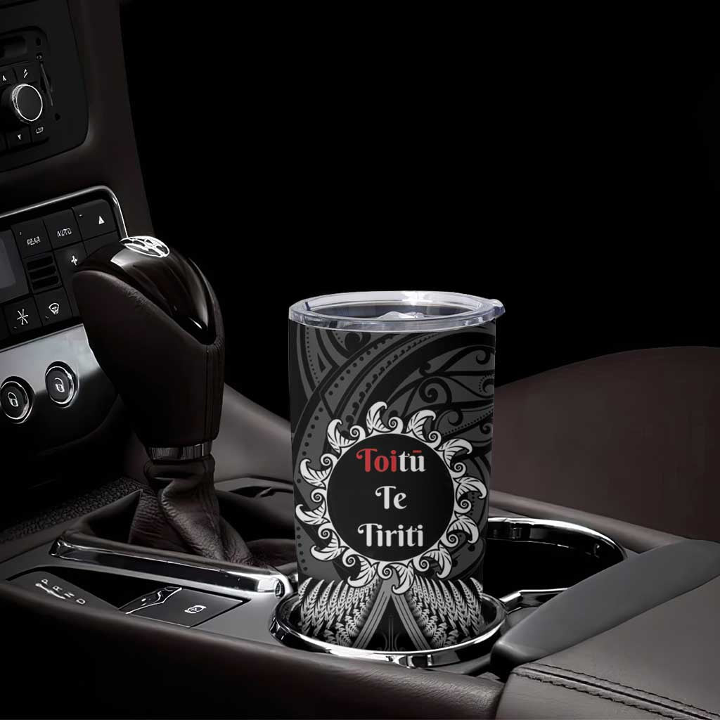 Toitu Te Tiriti Aotearoa Silver Fern Tumbler Cup Maori Pattern LT01 - Polynesian Pride