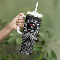 Toitu Te Tiriti Aotearoa Silver Fern Tumbler With Handle Maori Pattern LT01 - Polynesian Pride