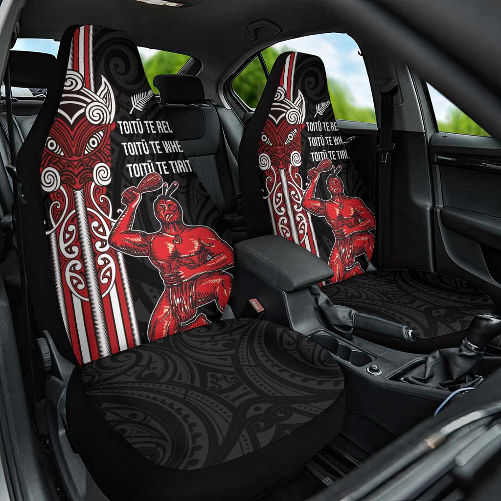 Toitu Te Reo Maori Toitu Te Whenua Toitu Te Tiriti Car Seat Cover Maori Warrior New Zealand