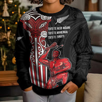 Toitu Te Reo Maori Toitu Te Whenua Toitu Te Tiriti Kid Ugly Christmas Sweater Maori Warrior