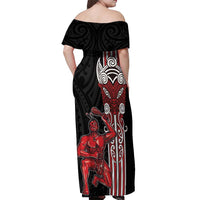 Toitu Te Reo Maori Toitu Te Whenua Toitu Te Tiriti Off Shoulder Maxi Dress Maori Warrior New Zealand