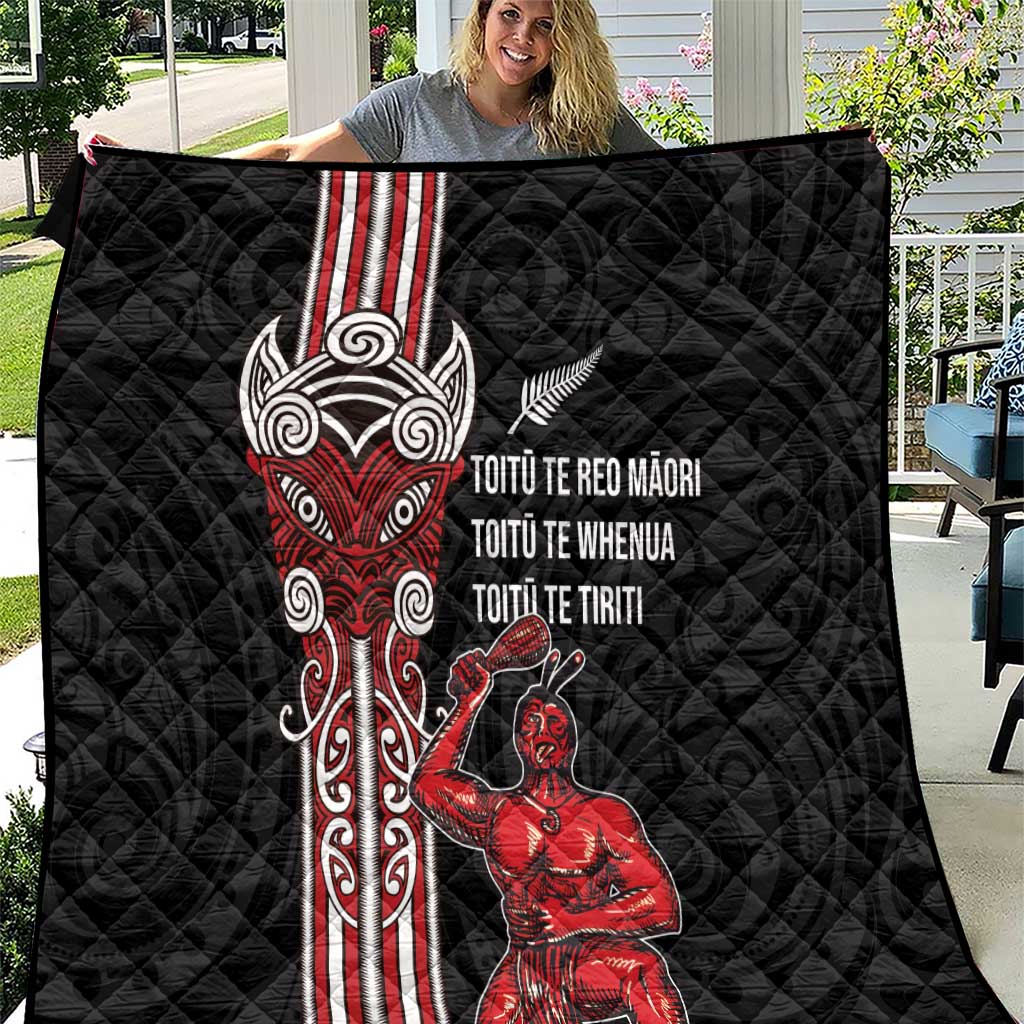 Toitu Te Reo Maori Toitu Te Whenua Toitu Te Tiriti Quilt Maori Warrior New Zealand