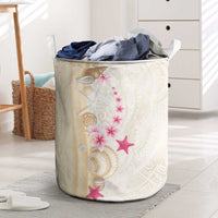 Beige Frangipani Sea Shell Laundry Basket Starfish Polynesian Pattern LT01 Beige - Polynesian Pride