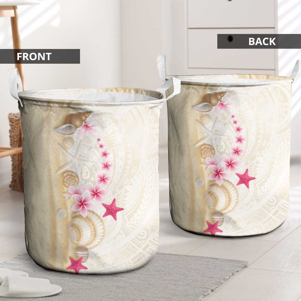 Beige Frangipani Sea Shell Laundry Basket Starfish Polynesian Pattern LT01 - Polynesian Pride