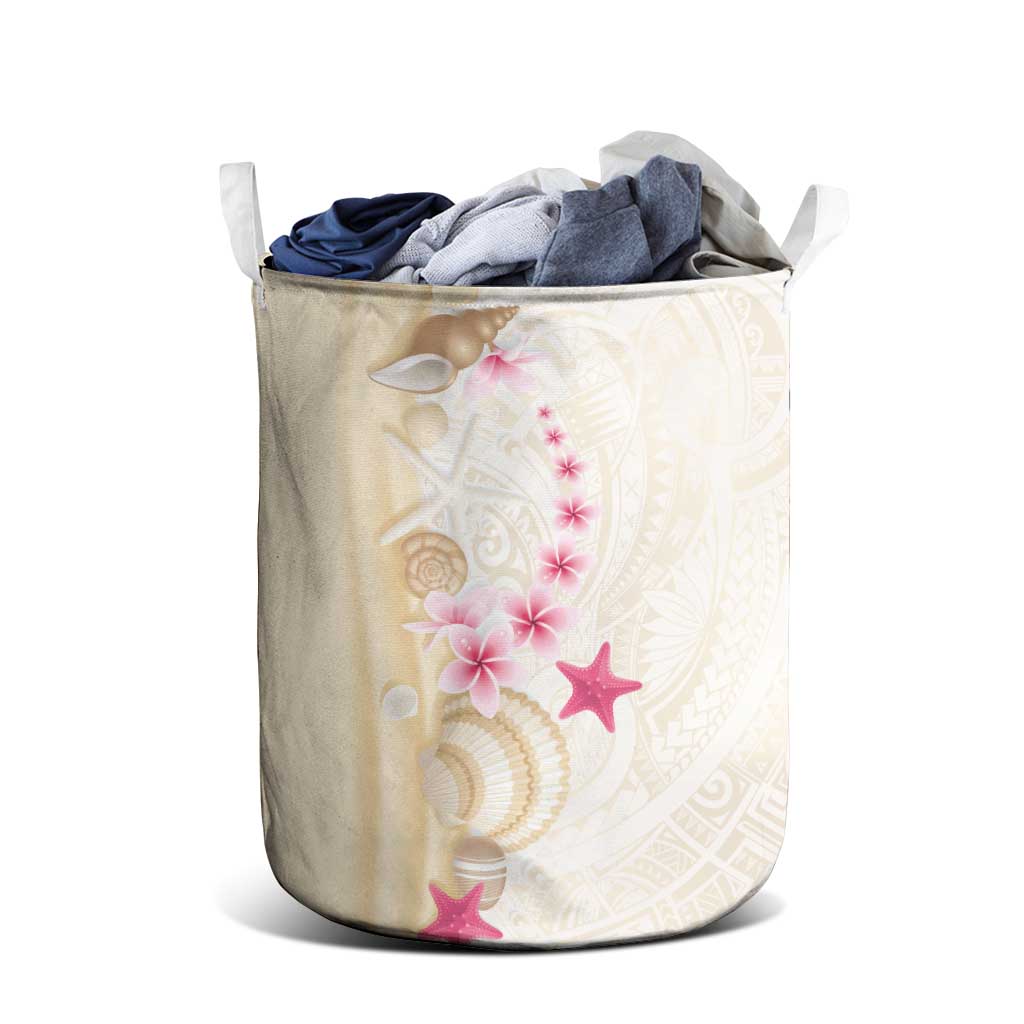 Beige Frangipani Sea Shell Laundry Basket Starfish Polynesian Pattern LT01 - Polynesian Pride