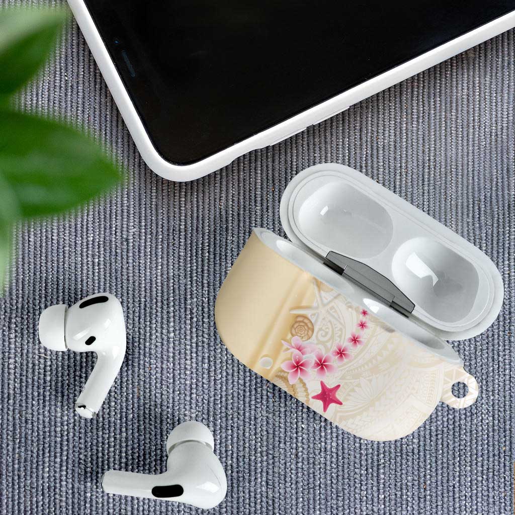 Beige Frangipani Sea Shell AirPods Case Starfish Polynesian Pattern LT01 - Polynesian Pride