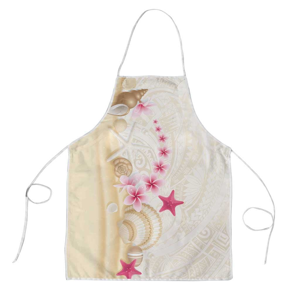 Beige Frangipani Sea Shell Apron Starfish Polynesian Pattern - Polynesian Pride