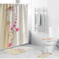 Beige Frangipani Sea Shell Bathroom Set Starfish Polynesian Pattern - Polynesian Pride