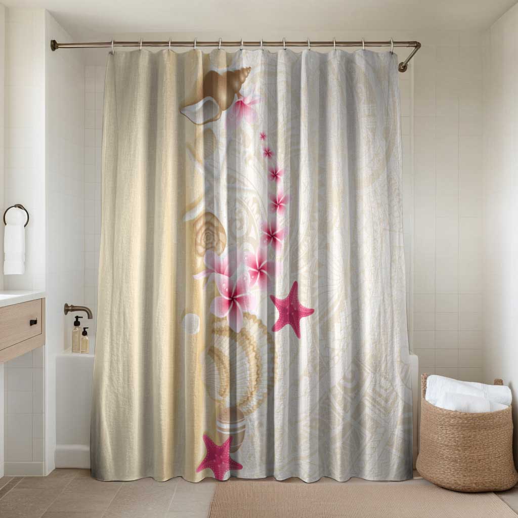 Beige Frangipani Sea Shell Bathroom Set Starfish Polynesian Pattern - Polynesian Pride