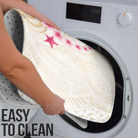 Beige Frangipani Sea Shell Bathroom Set Starfish Polynesian Pattern - Polynesian Pride