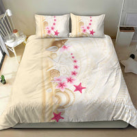 Beige Frangipani Sea Shell Bedding Set Starfish Polynesian Pattern - Polynesian Pride