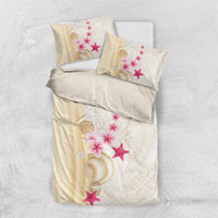 Beige Frangipani Sea Shell Bedding Set Starfish Polynesian Pattern - Polynesian Pride