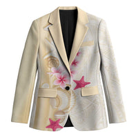 Beige Frangipani Sea Shell Blazer Starfish Polynesian Pattern - Polynesian Pride