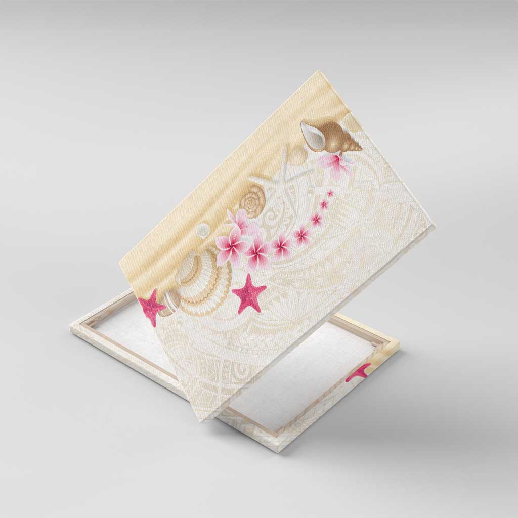 Beige Frangipani Sea Shell Canvas Wall Art Starfish Polynesian Pattern - Polynesian Pride