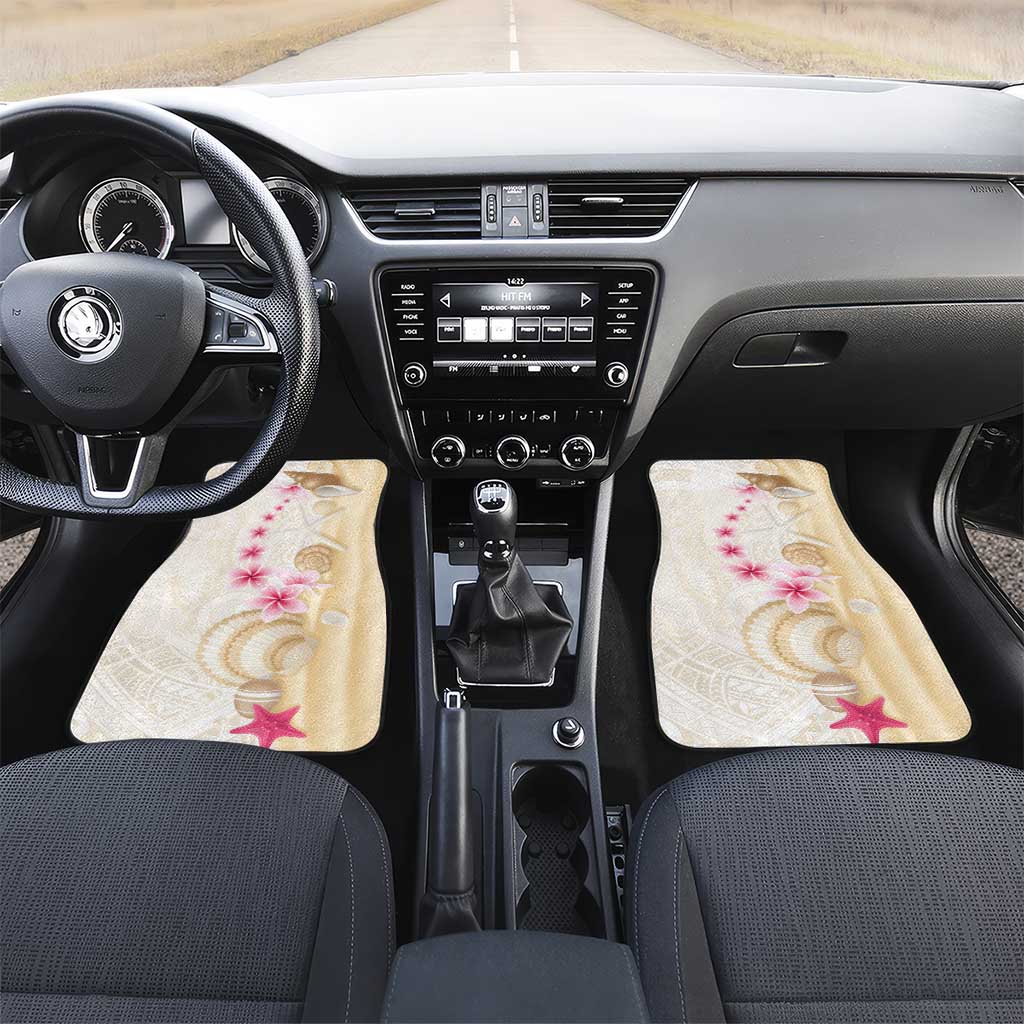 Beige Frangipani Sea Shell Car Mats Starfish Polynesian Pattern LT01 Set 2pcs - Front Beige - Polynesian Pride