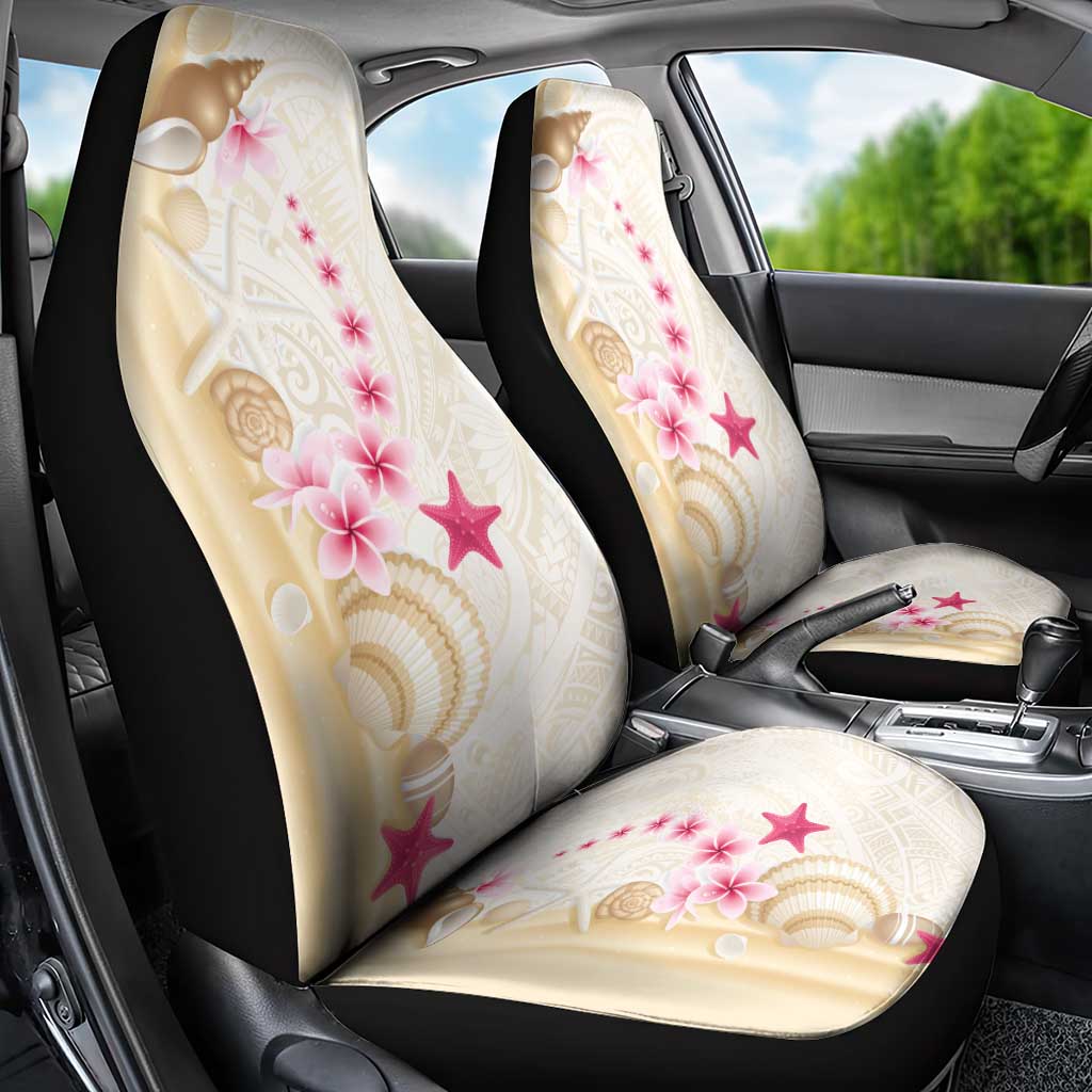 Beige Frangipani Sea Shell Car Seat Cover Starfish Polynesian Pattern LT01 - Polynesian Pride