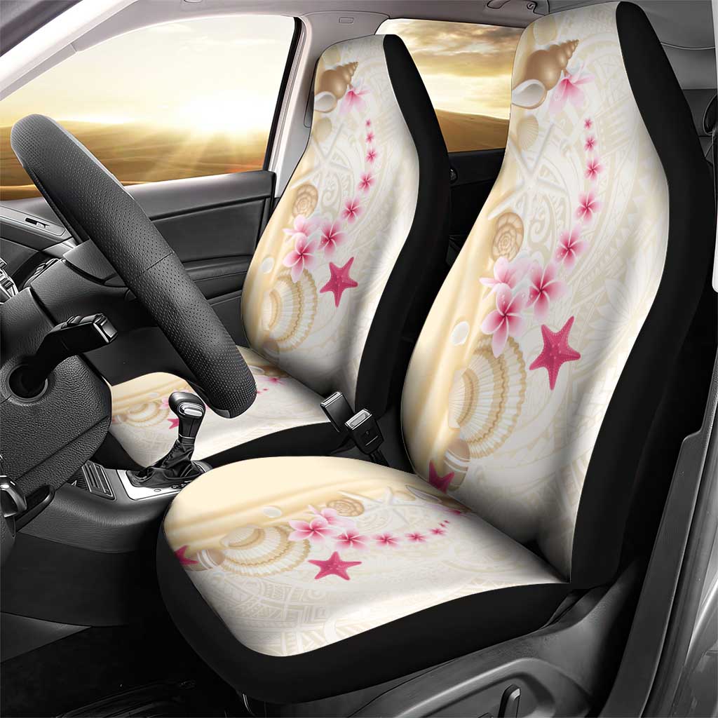 Beige Frangipani Sea Shell Car Seat Cover Starfish Polynesian Pattern LT01 - Polynesian Pride