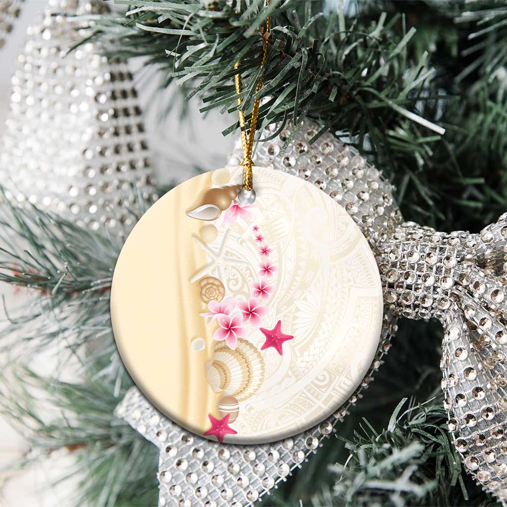 Beige Frangipani Sea Shell Ceramic Ornament Starfish Polynesian Pattern LT01 - Polynesian Pride