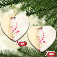 Beige Frangipani Sea Shell Ceramic Ornament Starfish Polynesian Pattern LT01 Heart Beige - Polynesian Pride