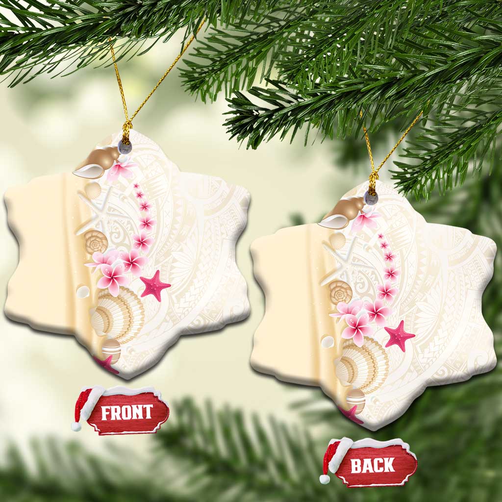 Beige Frangipani Sea Shell Ceramic Ornament Starfish Polynesian Pattern LT01 Snow Flake Beige - Polynesian Pride